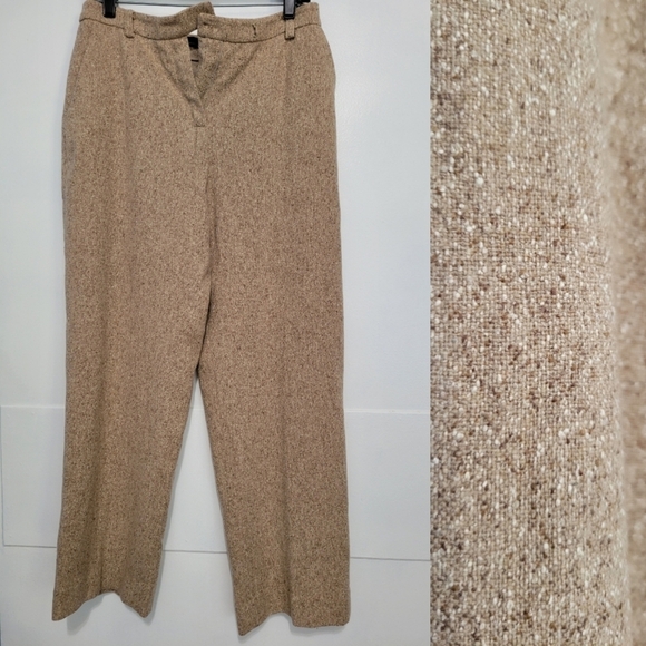 Valerie by Valerie Stevens Silk Wool Blend Speckled Trouser Oatmeal Size 8P - Picture 1 of 11